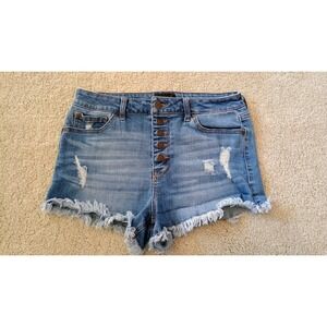 Celebrity Pink Heartland Distressed Button Fly Denim Shorts Blue Womens 9/29